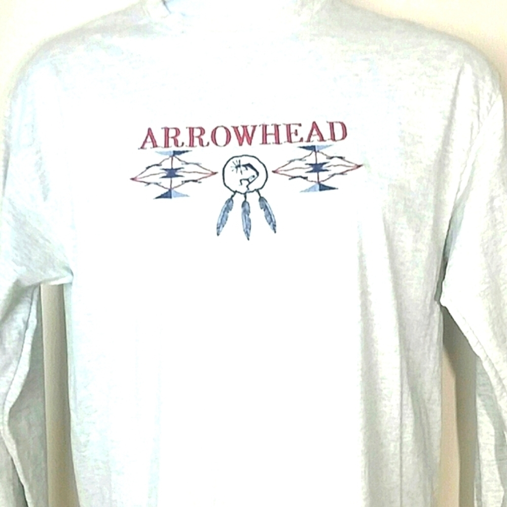 T-shirt Mens gray embroidered long-sleeve crew neck Arrowhead